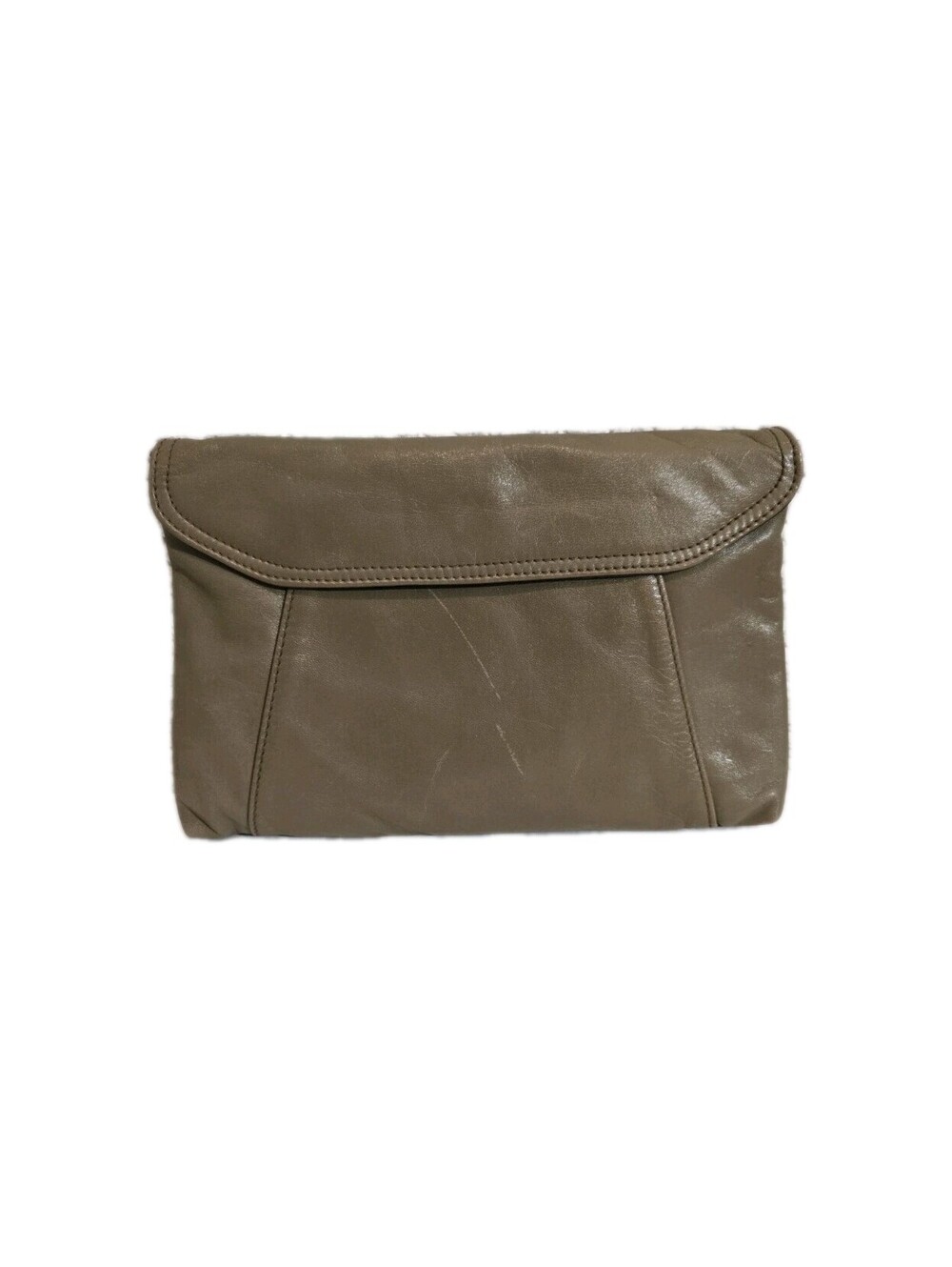 Antonia Designs womens Taupe leather Clutch Handbag Vtg Nwt
